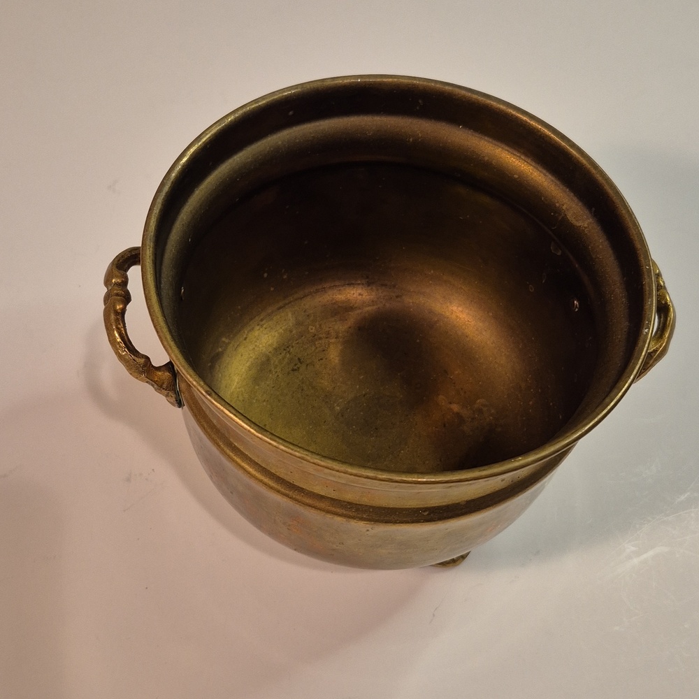 VINTAGE French Country Style Brass Footed Planter Pot with Handles - Picture 7 of 16